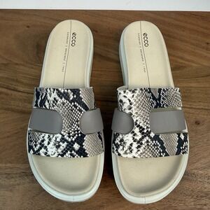 New Womens ECCO Flowt Oasis Slide Snake Print Sandals Size 38 US 7-7.5